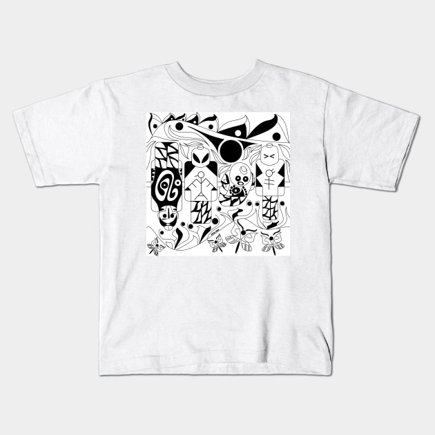 mayan alien extraterrestrial brick in pattern ecopop Kids T-Shirt by jorge_lebeau